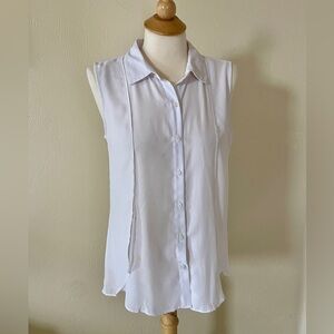 Classic White Sleeveless Button Up Top – Size M by Attention